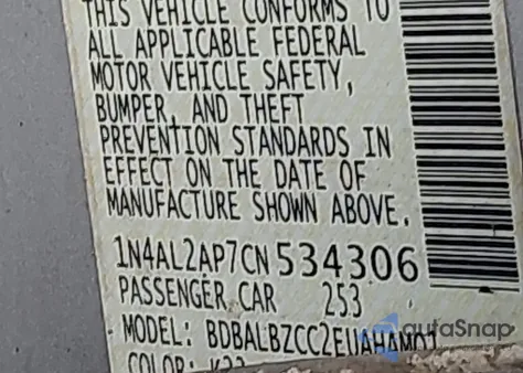 2012 Nissan Altima 2.5 S from USA, damaged, VIN 1N4AL2AP7CN534306